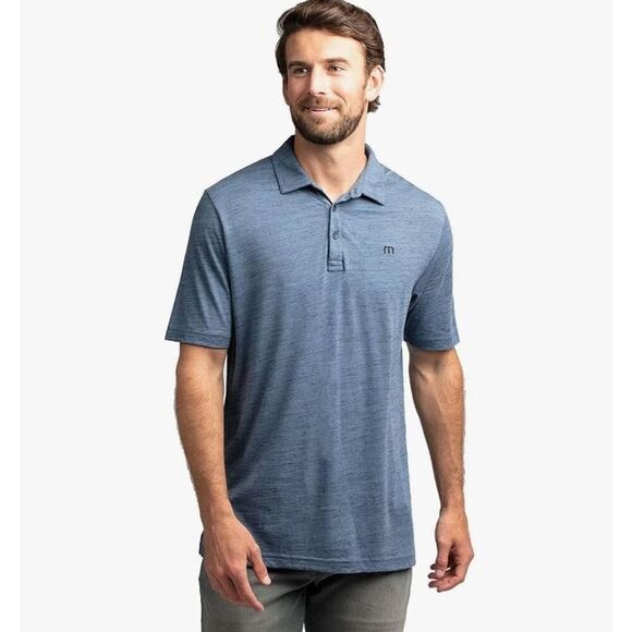 Travis Mathew Flying Tortilla Golf Polo Shirt Blue Gray Heathered Men’s XL - Picture 1 of 7